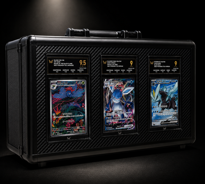 GOATcase ZENITH XL 3-Row graded card storage and display case in Black Diamond finish